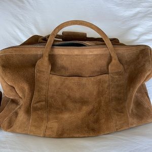 New Tecovas camel genuine suede weekender bag